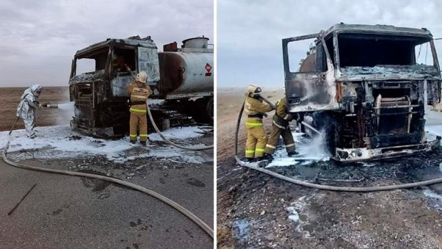 Атырау облысында жанармай тасымалдайтын көлік өртенді