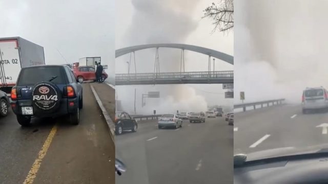 Алматыда жолдың бойында ыстық су құбыры жарылды