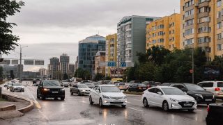 көше, көлік, жол, жаңбыр, Алматы