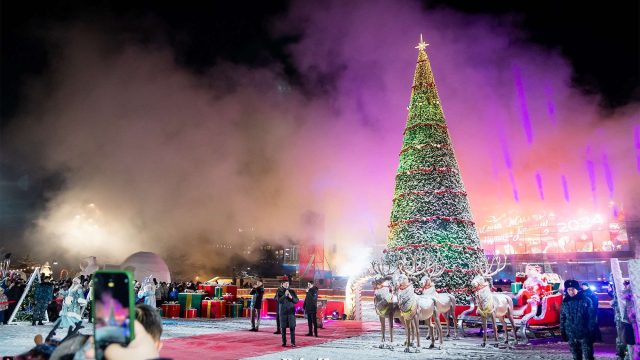 Фоторепортаж: Алматыда бас шырша жағылды