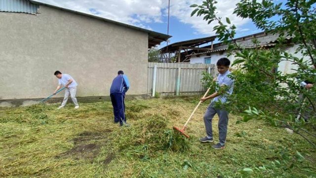 «Таза Қазақстан» акциясы: Жетісай азаматтары тыл ардагерлерінің ауласын тазартты