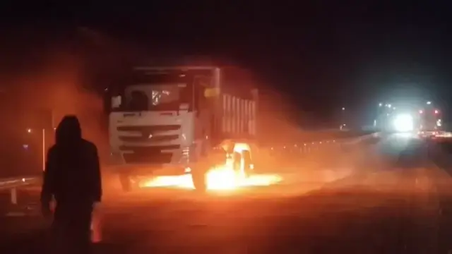 «Алматы-Өскемен» тасжолында жүк көлігі өртенді